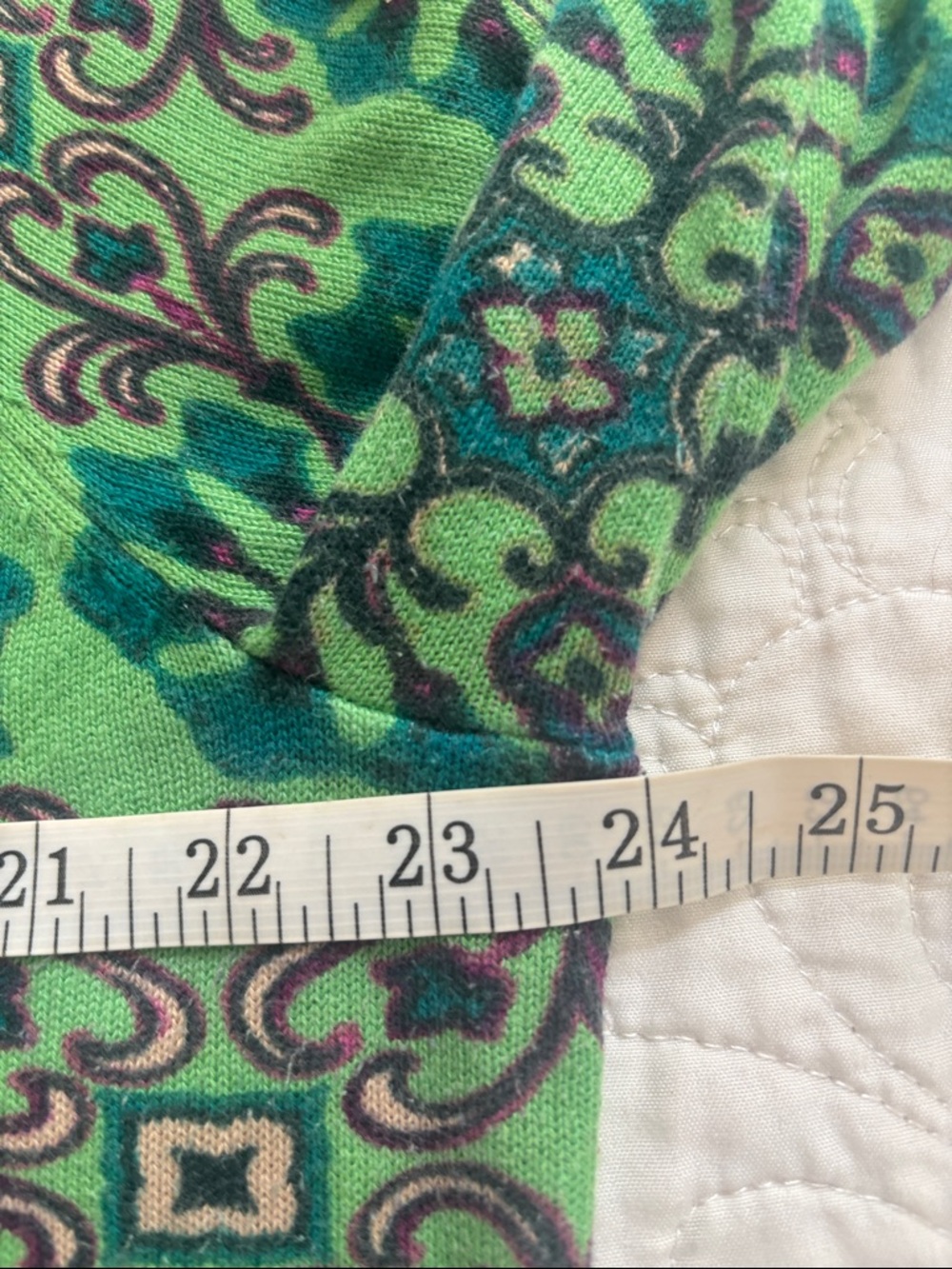 Isaac Mizrahi Live™️ size Large green paisley look button down cardigan - Picture 7 of 10